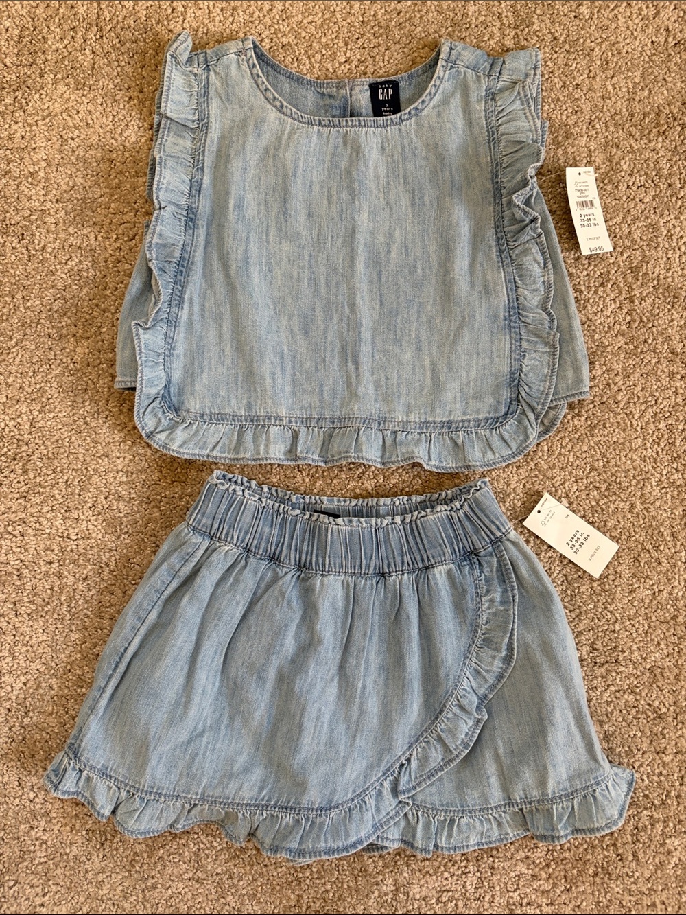 Baby GAP Ruffle Chambray Skort Set - Size 2T NWT